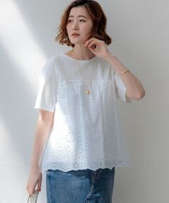 23区 / ニジュウサンク カットソー | 【一部予約】カットワークエンブロイダリー スカラップヘム トップス