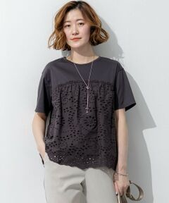 23区 / ニジュウサンク カットソー | 【一部予約】カットワークエンブロイダリー スカラップヘム トップス