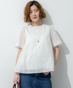 23区 / ニジュウサンク シャツ・ブラウス | シアーチェックレイヤード フレア Tブラウス