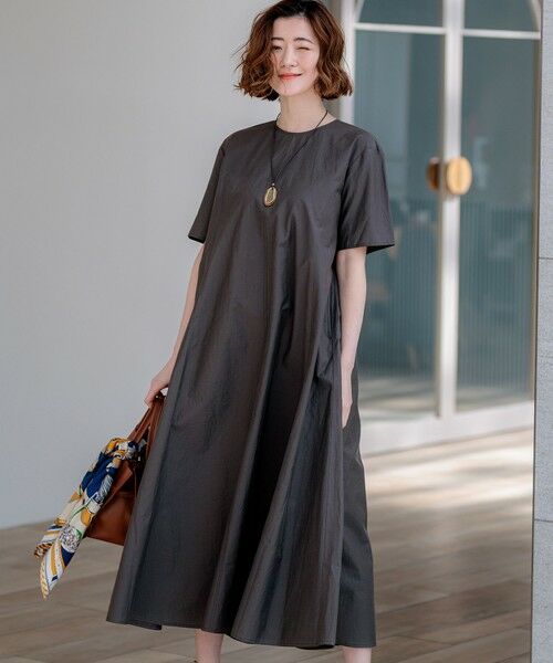 23区 / ニジュウサンク ロング・マキシ丈ワンピース | MANTECOブライトワッシャー フレアワンピース（スチールグレー系）