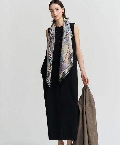 23区 / ニジュウサンク ドレス | ダブルフェイスジャージー Iラインワンピース（ブラック系）