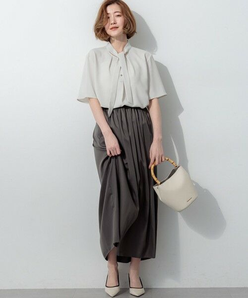 23区 / ニジュウサンク ミニ・ひざ丈スカート | シルキーサテン ギャザースカート | 詳細3