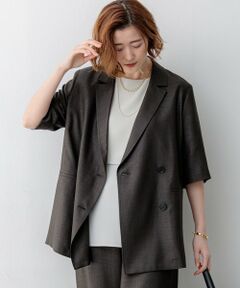23区 / ニジュウサンク その他アウター | リネンライクグロッシー ハーフスリーブ ダブル ジャケット