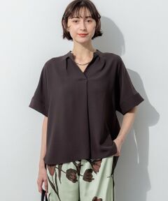23区 / ニジュウサンク カットソー | ストレッチジョーゼット キーネック ブラウス