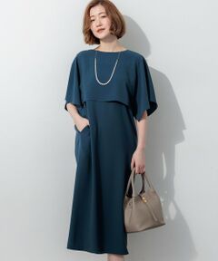 23区 / ニジュウサンク ロング・マキシ丈ワンピース | ストレッチジョーゼット ケープ風ワンピース