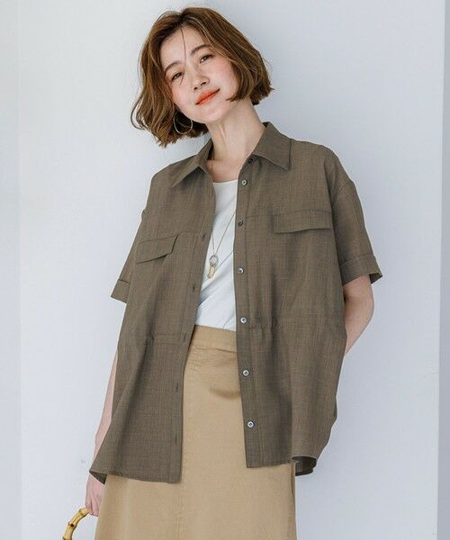 23区 / ニジュウサンク シャツ・ブラウス | 【WEB&一部店舗限定】サスティナクールブッチャー ミリタリー シャツジャケット（カーキ系）