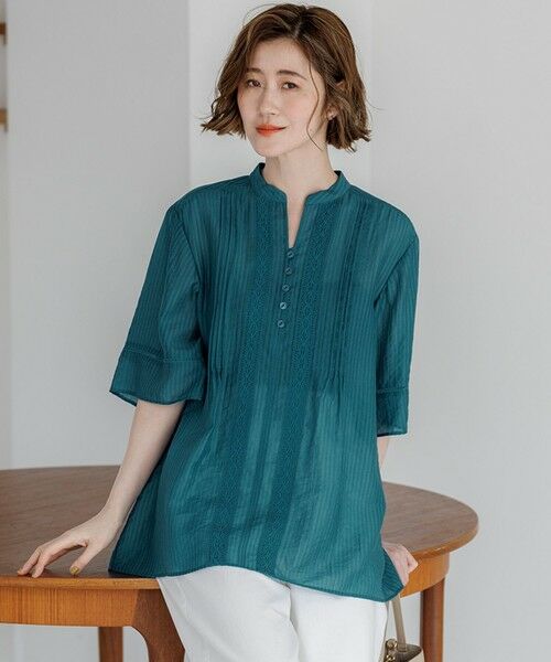 23区 / ニジュウサンク シャツ・ブラウス | 【WEB&一部店舗限定】はしごレース シアー トップス（ターコイズ系）
