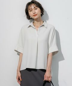 23区 / ニジュウサンク シャツ・ブラウス | ストレッチジョーゼット スキッパーネック ブラウス