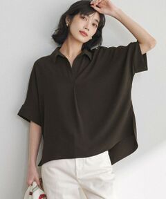 23区 / ニジュウサンク シャツ・ブラウス | ストレッチジョーゼット スキッパーネック ブラウス