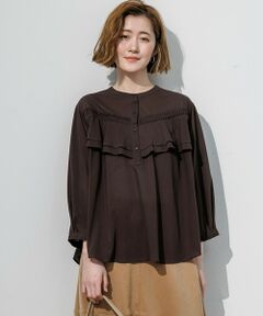 23区 / ニジュウサンク カットソー | 【一部予約】クリアトリコットジャージー ピンタックフリル ブラウス