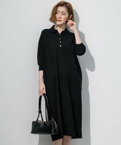 23区 / ニジュウサンク ミニ丈・ひざ丈ワンピース | ヴィスコースストレッチ ポロ ニット ワンピース