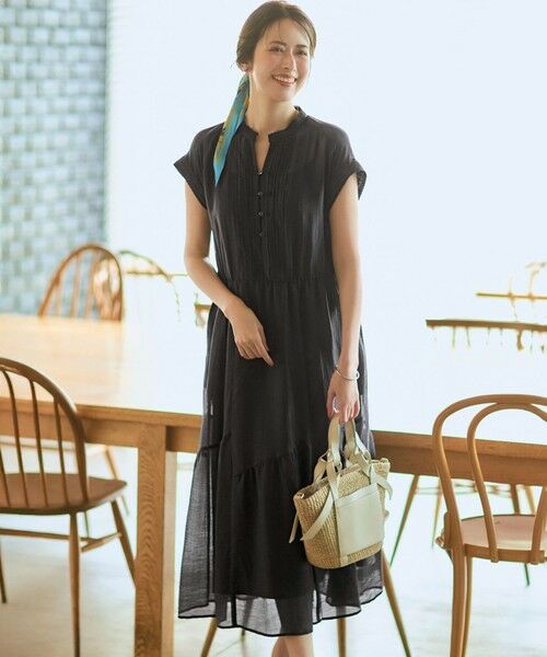 23区 / ニジュウサンク ロング・マキシ丈ワンピース | 【WEB&一部店舗限定】シアーワッシャー レース ワンピース（グレー系）
