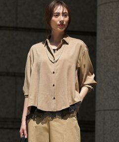 23区 / ニジュウサンク シャツ・ブラウス | スエーディーサテン バックドレープデザイン シャツ