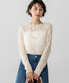 23区 / ニジュウサンク カットソー | 【SLOW/一部店舗限定】コットンミックスレース ボトルネックプルオーバー