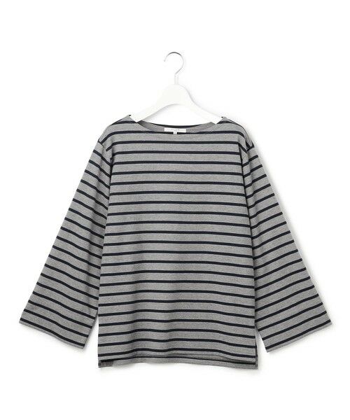 23区 / ニジュウサンク カットソー | 【SLOW/一部店舗限定】ワイドスリーブ Tシャツ（トップグレー×ネイビー系）