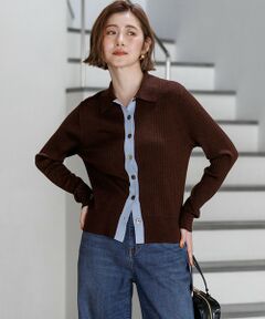 23区 / ニジュウサンク ニット・セーター | サステナブルウール ワイドリブ ポロニット カーディガン