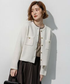 23区 / ニジュウサンク ノーカラージャケット | ミニブークレ ニット ジャケット