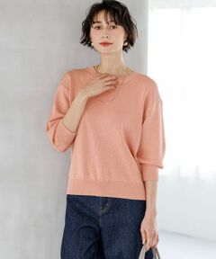 23区 / ニジュウサンク ニット・セーター | コットンストレッチルレックス  パフスリーブ ラメ ニット
