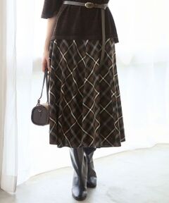 23区 / ニジュウサンク ミニ・ひざ丈スカート | 【SLOW/一部店舗限定】コットンチェック ミディ丈スカート