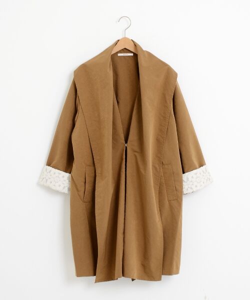 ＊＊NIMES / ニーム その他アウター | タフタ撥水 ドレープカラーコート（ベージュ）