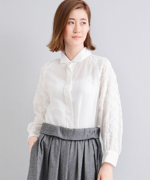 ＊＊NIMES / ニーム シャツ・ブラウス | ラミー/リヨセルローン 刺しゅうブラウス（オフ）