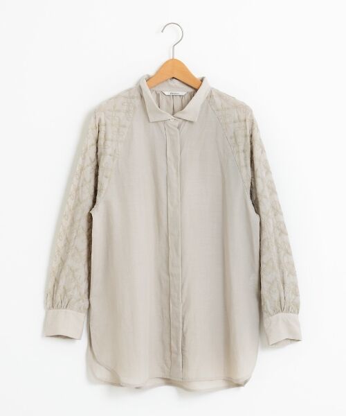 ＊＊NIMES / ニーム シャツ・ブラウス | ラミー/リヨセルローン 刺しゅうブラウス（グレー）