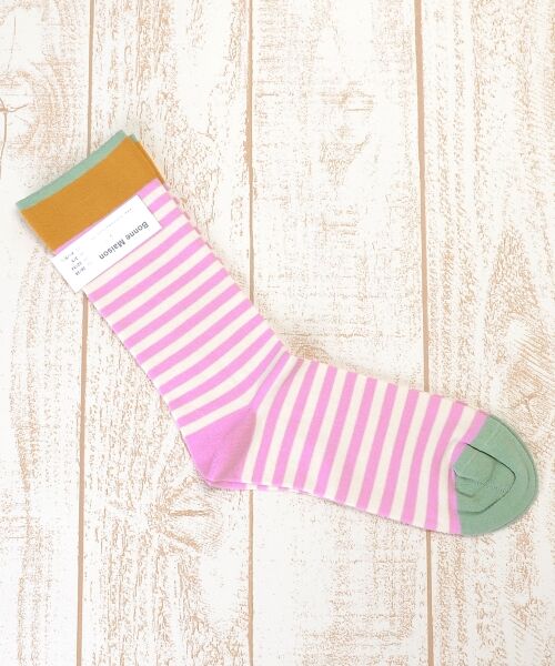 ＊＊NIMES / ニーム ソックス | Bonne Maison Rayure（ピンク）