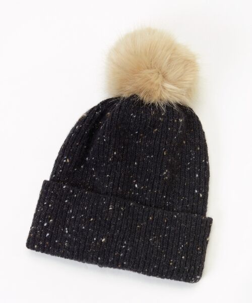 ＊＊NIMES / ニーム マフラー・ショール・スヌード・ストール | ROBERT MACKIE ポンポン付ニット帽（ブラック）