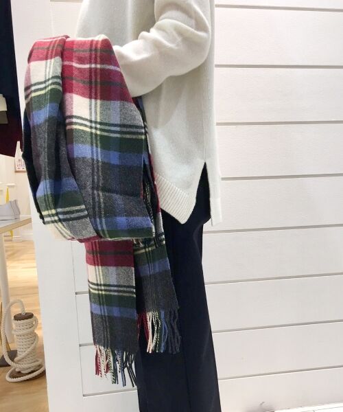 ＊＊NIMES / ニーム マフラー・ショール・スヌード・ストール | Glen Prince チェックストール（チャコールグレー）