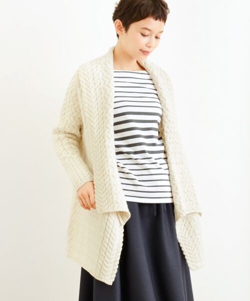 ＊＊NIMES / ニーム ニット・セーター | IRELAND EYE ショールカラーC/D（ホワイト）