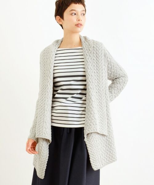 ＊＊NIMES / ニーム ニット・セーター | IRELAND EYE ショールカラーC/D（グレー）