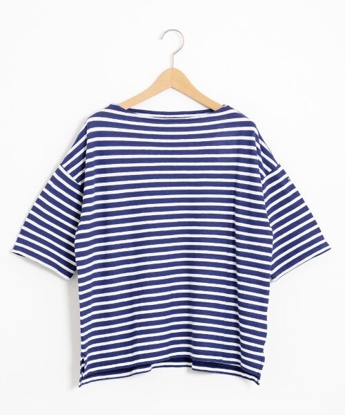 ＊＊NIMES / ニーム カットソー | C/R/Raボーダー ボートネックP/O（ブルー）