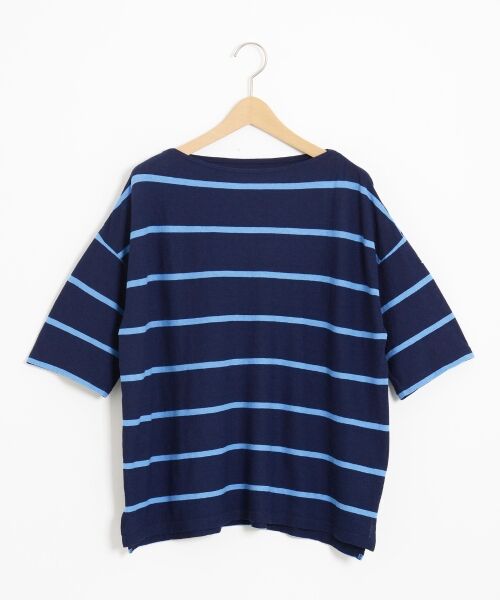 ＊＊NIMES / ニーム カットソー | C/R/Raボーダー ボートネックP/O（ネイビー系1）