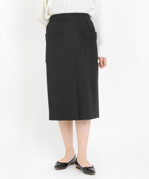 ＊＊NIMES / ニーム ミニ・ひざ丈スカート | ストレッチポンチ タイトスカート（ブラック）