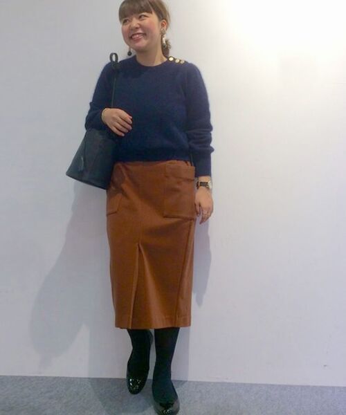 ＊＊NIMES / ニーム ミニ・ひざ丈スカート | ストレッチポンチ タイトスカート（ボルドー）