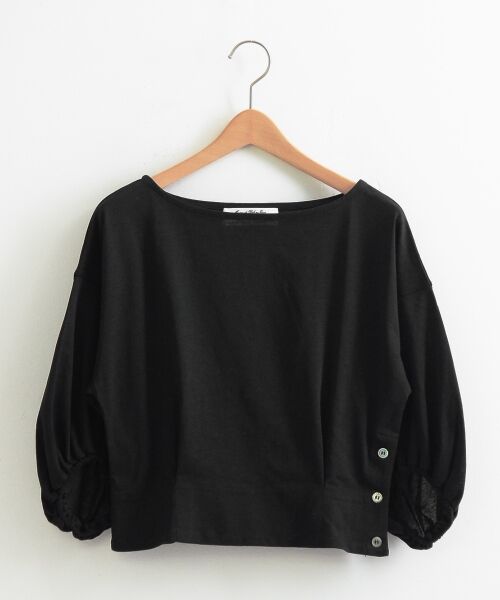 ＊＊NIMES / ニーム シャツ・ブラウス | プレミアム天竺 脇釦ブラウス（ブラック）
