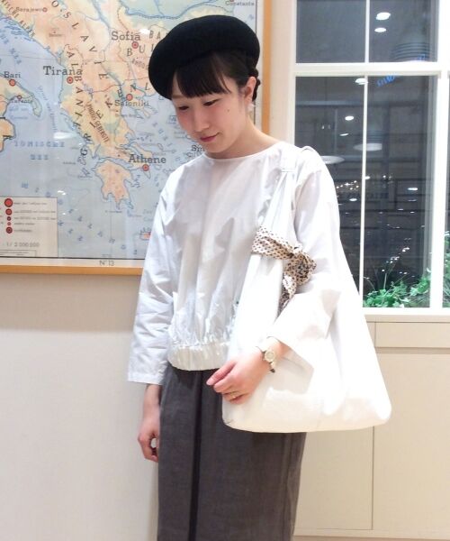 ＊＊NIMES / ニーム シャツ・ブラウス | コットンリネンラミー フロントギャザーBL（ホワイト）