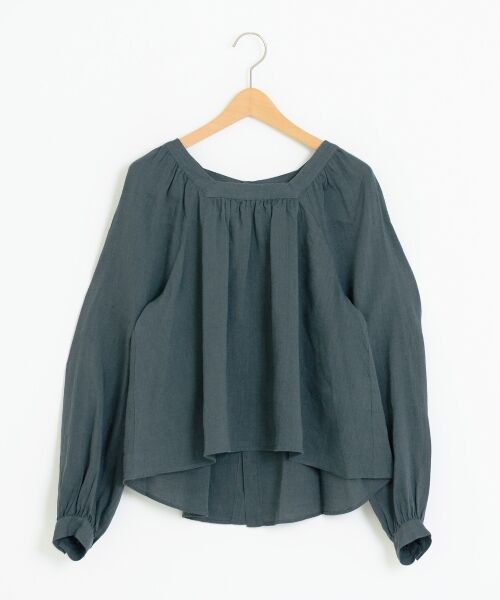 ＊＊NIMES / ニーム シャツ・ブラウス | Linen スクエアNブラウス（ブルー）