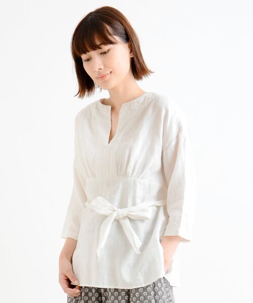 ＊＊NIMES / ニーム シャツ・ブラウス | 麻キャンバス ベルト付きBL | 詳細1