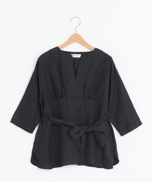 ＊＊NIMES / ニーム シャツ・ブラウス | 麻キャンバス ベルト付きBL（ブラック）