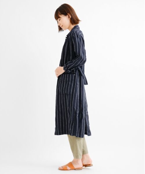 ＊＊NIMES / ニーム ミニ丈・ひざ丈ワンピース | Linen STRIPE ワークOP | 詳細2