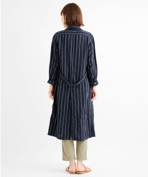 ＊＊NIMES / ニーム ミニ丈・ひざ丈ワンピース | Linen STRIPE ワークOP | 詳細3