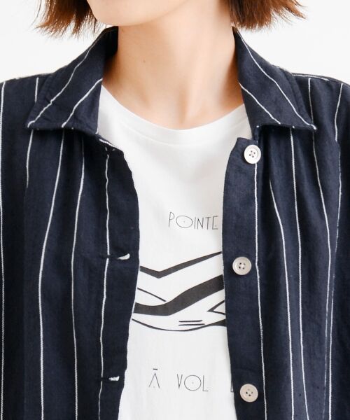 ＊＊NIMES / ニーム ミニ丈・ひざ丈ワンピース | Linen STRIPE ワークOP | 詳細4