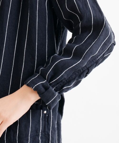 ＊＊NIMES / ニーム ミニ丈・ひざ丈ワンピース | Linen STRIPE ワークOP | 詳細5