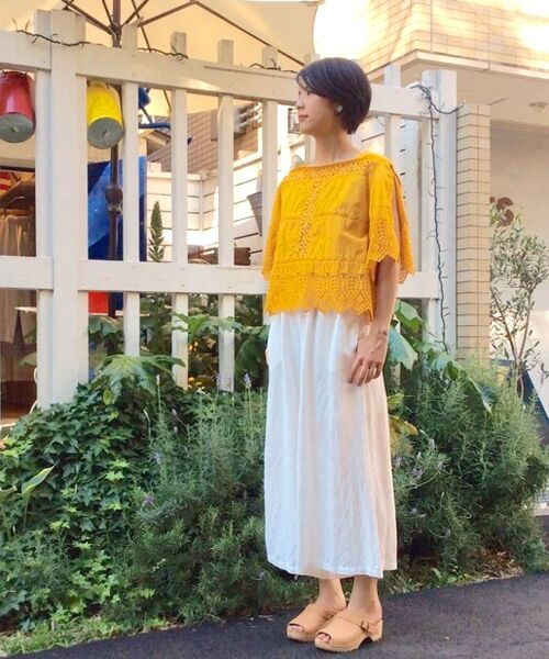 ＊＊NIMES / ニーム その他パンツ | Linen Rayom Easy cloth スカートPT（ホワイト）
