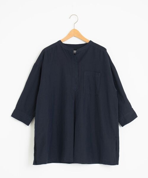 ＊＊NIMES / ニーム シャツ・ブラウス | 綿シルク チュニック（ネイビー）