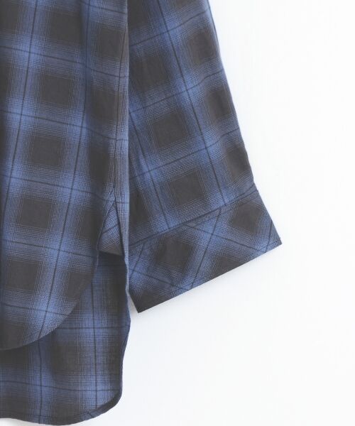 セール】 foret check ボートネックP/O （シャツ・ブラウス