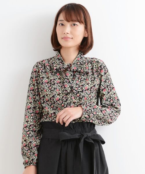 ＊＊NIMES / ニーム シャツ・ブラウス | フラワーptデシン ボータイブラウス（ブラック）