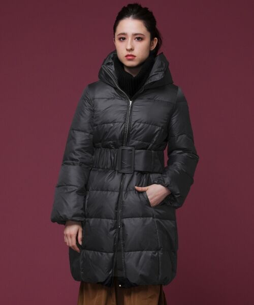 ＊＊NIMES / ニーム その他アウター | ミラノシャンブレー ウェストシェイプスタンドカラーダウン（チャコールグレー）