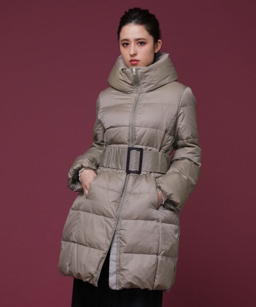 ＊＊NIMES / ニーム その他アウター | ミラノシャンブレー ウェストシェイプスタンドカラーダウン（ベージュ）